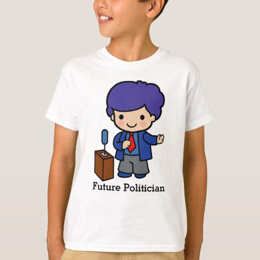 未来の政治家/スピーカー(青い髪) Tシャツ (正面)