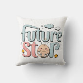 未来の星 – かわいいベビーの足跡 クッション (裏面)