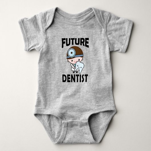 未来の歯医者にかわいい少年 ベビーボディスーツ (正面)