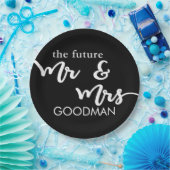 未来の氏および夫人紙皿(黒) ペーパープレート (パーティー)