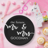 未来の氏および夫人紙皿(黒) ペーパープレート (パーティー)