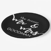 未来の氏および夫人紙皿(黒) ペーパープレート (アングル)