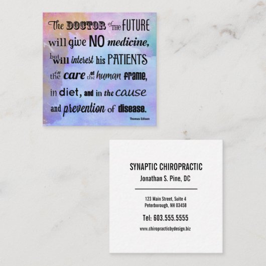 未来の水彩画のカイロプラクティックの医者 スクエア名刺 (正面/裏面)