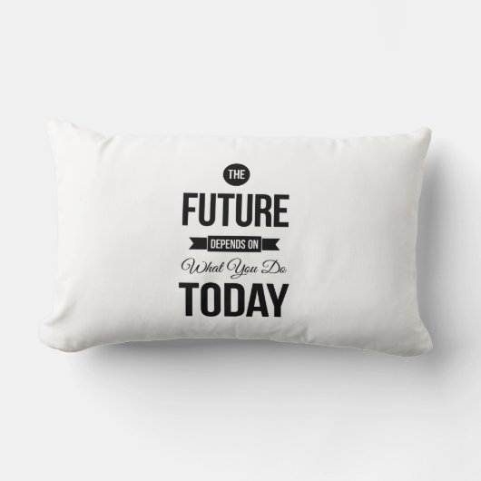 未来の活気づけるな引用文の白 ランバークッション (正面)