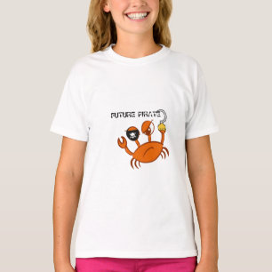 未来の海賊かわいいカニパーソナライズされた誕生日プレゼント Tシャツ