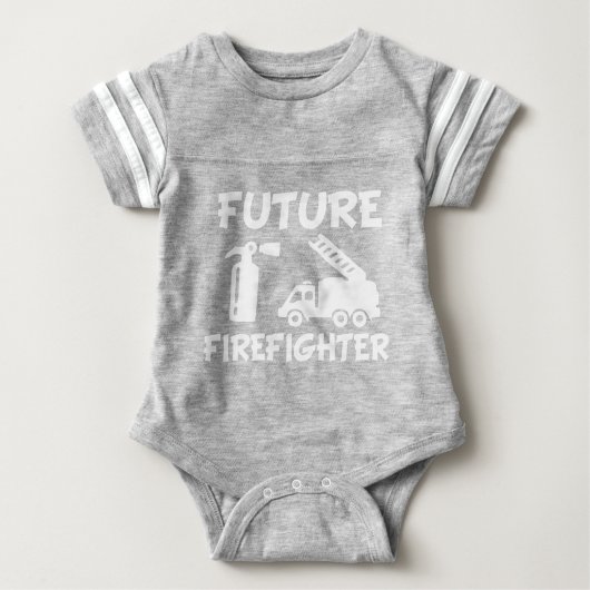 未来の消防士のおもしろいなベビーのボディスーツ ベビーボディスーツ (正面)
