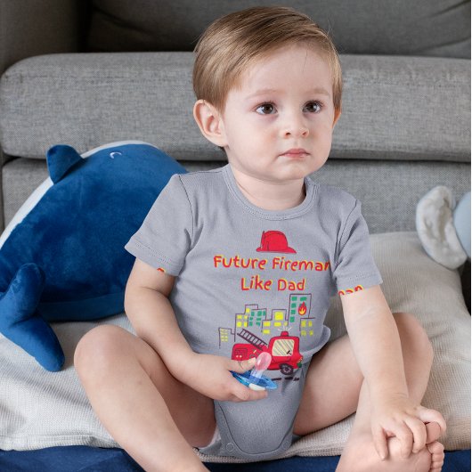 未来の消防士のようなパパハンドドロー ベビーボディスーツ