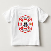 未来の消防士の赤のマルチーズ ベビーTシャツ (裏面)