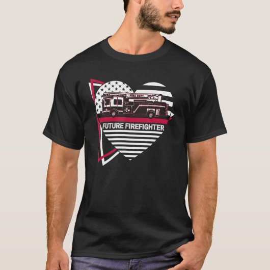未来の消防士未来の消防士消防士リター Tシャツ (正面)