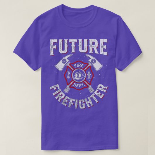 未来の消防士男性女性薄い赤い線ファイアフィグ Tシャツ (デザイン正面)