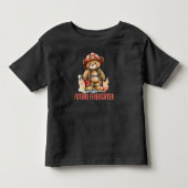 未来の消防士 水彩画 消防士 テディベア トドラーTシャツ (正面)