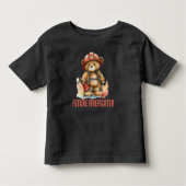 未来の消防水色ファイアマンテディベア トドラーTシャツ (正面)