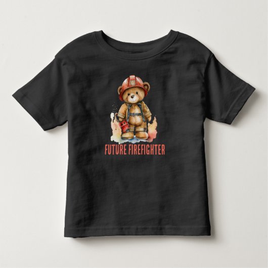 未来の消防水色ファイアマンテディベア トドラーTシャツ (正面)