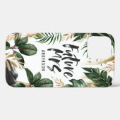 未来の熱帯の葉とタイポグラフィ Case-Mate iPhoneケース (裏面 (横))