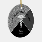 未来の物理セラピスト医療ブラックモノグラム セラミックオーナメント (右)