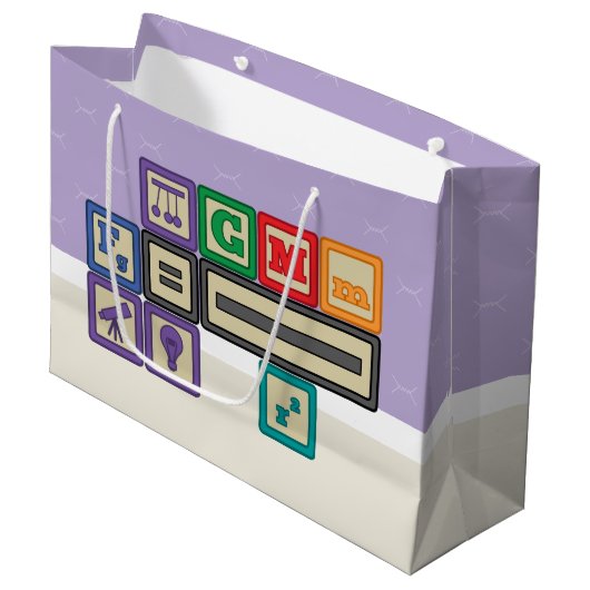 未来の物理学者のブロック抱き枕 ラージペーパーバッグ (正面アングル)