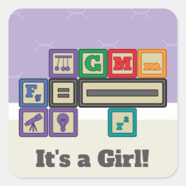 未来の物理学者のブロック発表シール スクエアシール