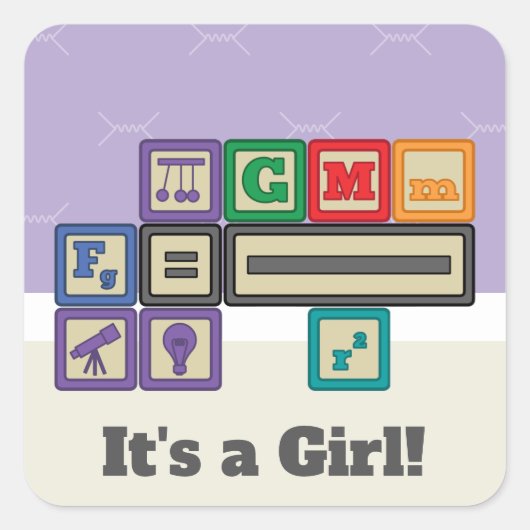 未来の物理学者のブロック発表シール スクエアシール (正面)