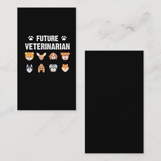 未来の獣医犬獣医テクキッド動物愛好家 名刺 (正面/裏面)