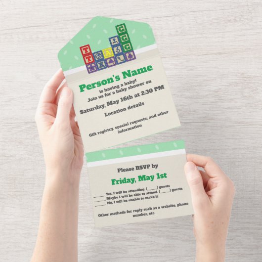 未来の生物学者のブロックオールインワン招待状 オールインワン招待状 (貼ってはがせる)