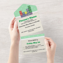 未来の生物学者のブロックオールインワン招待状