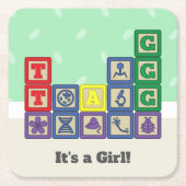 未来の生物学者のブロック紙コースター スクエアペーパーコースター (正面)