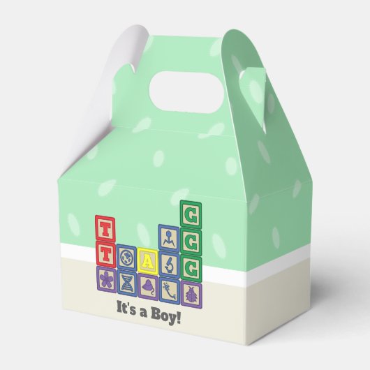 未来の生物学者のブロック赤ちゃんシャワーお願いボックス フェイバーボックス (正面サイド)