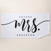 未来の白黒新婦パーソナライズされた夫人 ビーチタオル (正面)