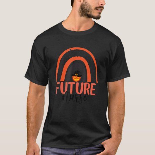 未来の看護ハロウィンカボチャ虹の未来ニュー Tシャツ (正面)