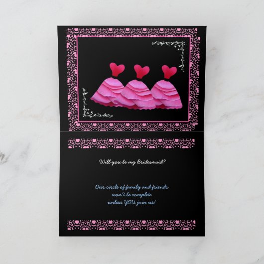 未来の義理の姉妹の新婦付添人カード-ピンクのガウン 招待状 (内部)