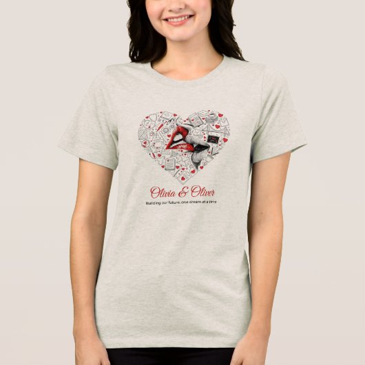 未来の職業を築くハートバレンタイン トライブレンドTシャツ (正面)