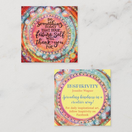 「未来の自分は感謝する」やさしいカード スクエア名刺 (正面/裏面)