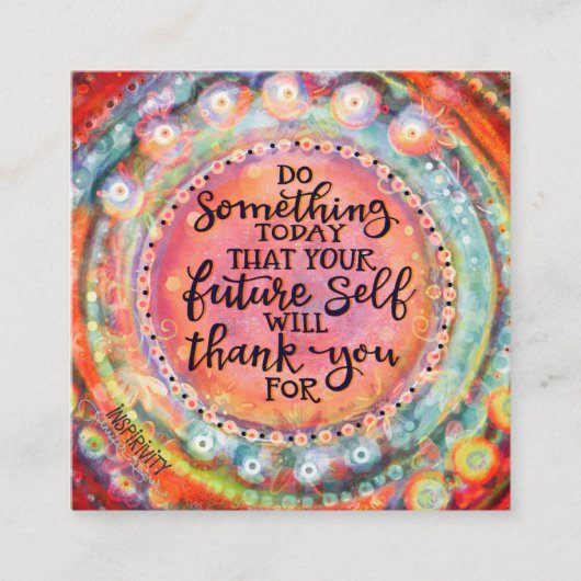 「未来の自分は感謝する」やさしいカード スクエア名刺 (正面)