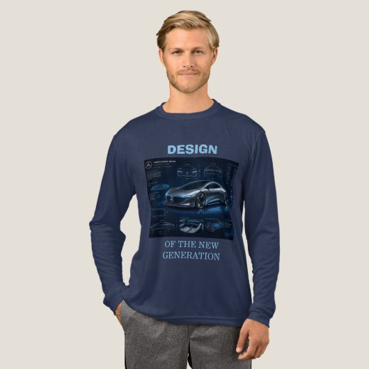 未来の自動車工学設計図コンセプト トライブレンドTシャツ (正面全体)