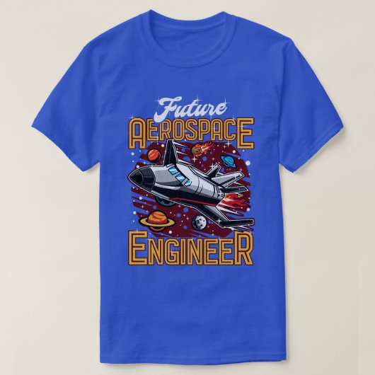 未来の航空宇宙技術者宇宙船取り憑かれた子供 Tシャツ (デザイン正面)