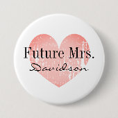 未来の花嫁がブライダルシャワーハートボタン 缶バッジ (正面)