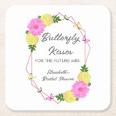 未来の花嫁のためのバタフライキス ブライダルシャワー スクエアペーパーコースター (正面)