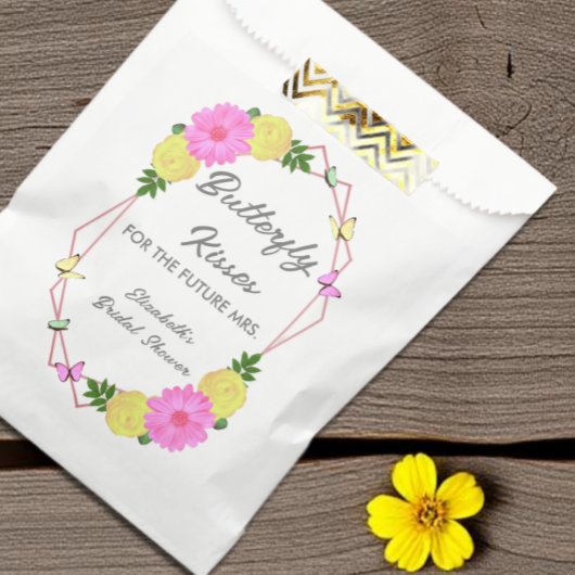 未来の花嫁のためのバタフライキス ブライダルシャワー フェイバーバッグ