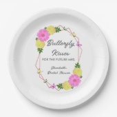 未来の花嫁のためのバタフライキス ブライダルシャワー ペーパープレート (正面)