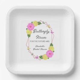 未来の花嫁のためのバタフライキス ブライダルシャワー ペーパープレート