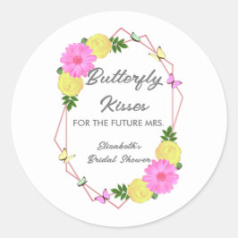 未来の花嫁のためのバタフライキス ブライダルシャワー ラウンドシール
