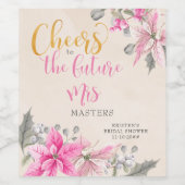 未来の花嫁のための乾杯 | 冬の花を飾ったブライダルシャワー ワインラベル (シングルラベル)