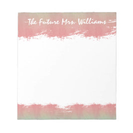 未来の花嫁のモノグラム結婚ピンクグリーン ノートパッド