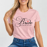 未来の花嫁カスタム夫人のスクリプ結婚ト Tシャツ<br><div class="desc">可愛くて上品なピンクの花嫁シャツに黒の脚本とカスタム文字「フューチャー・ミセス」が登場しパーソナライズされたる。</div>