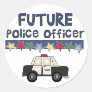 未来の警官のTシャツおよびギフト ラウンドシール