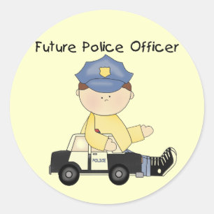 未来の警官のTシャツおよびギフト ラウンドシール