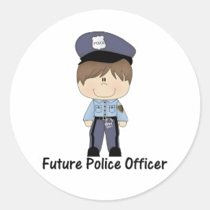 未来の警官(男の子) ラウンドシール
