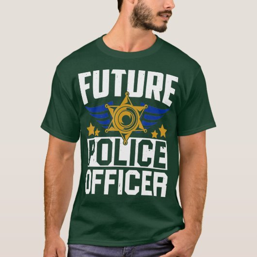 未来の警察官の制服ハットプおもしろいン Tシャツ (正面)