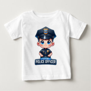 未来の警察官 子供用Tシャツ - かわいいキャラクター ベビーTシャツ