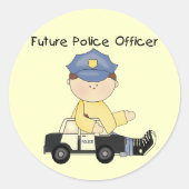 未来の警察官Tシャツとギフト ラウンドシール (正面)